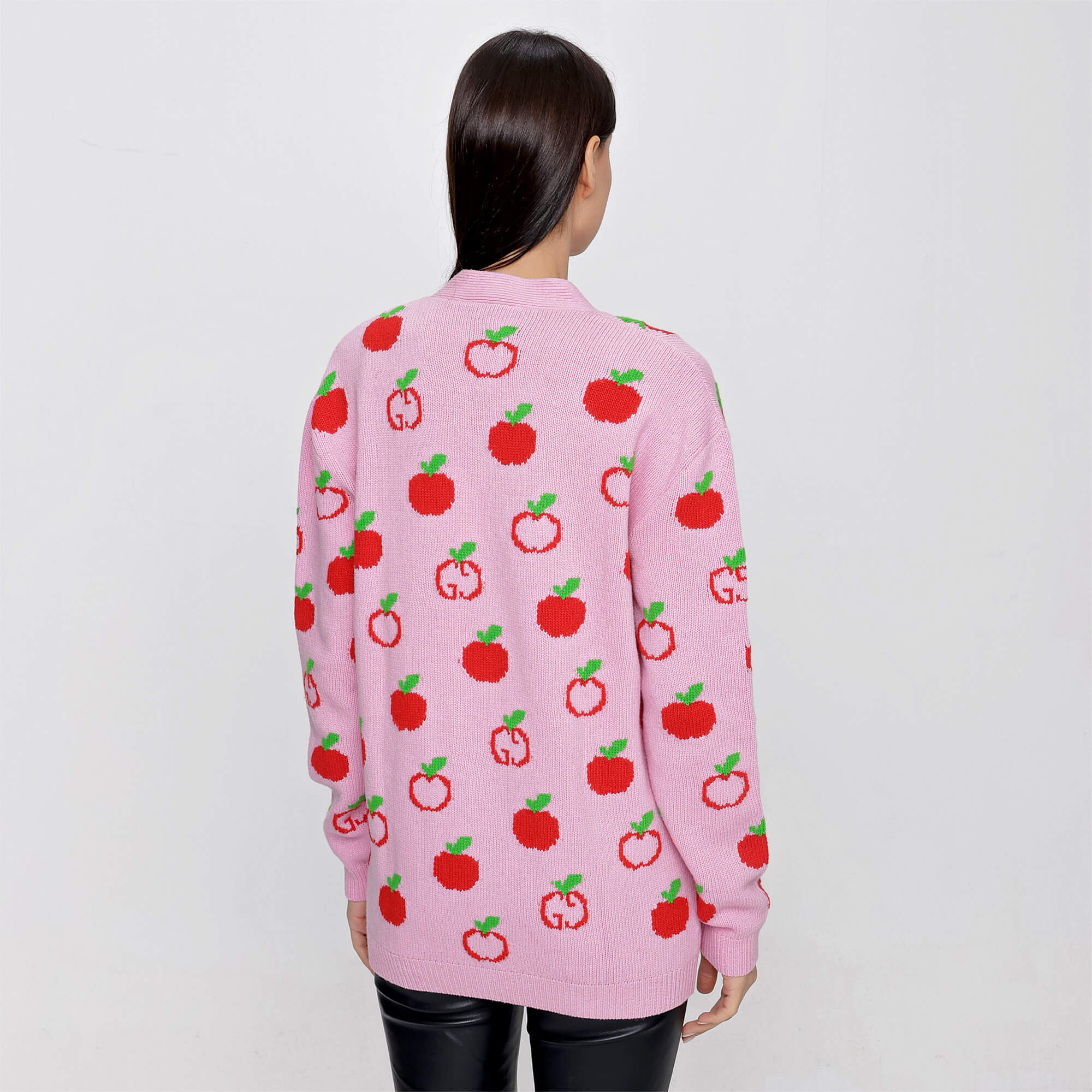 Gucci - Pink Apple Print Knit Cardigan